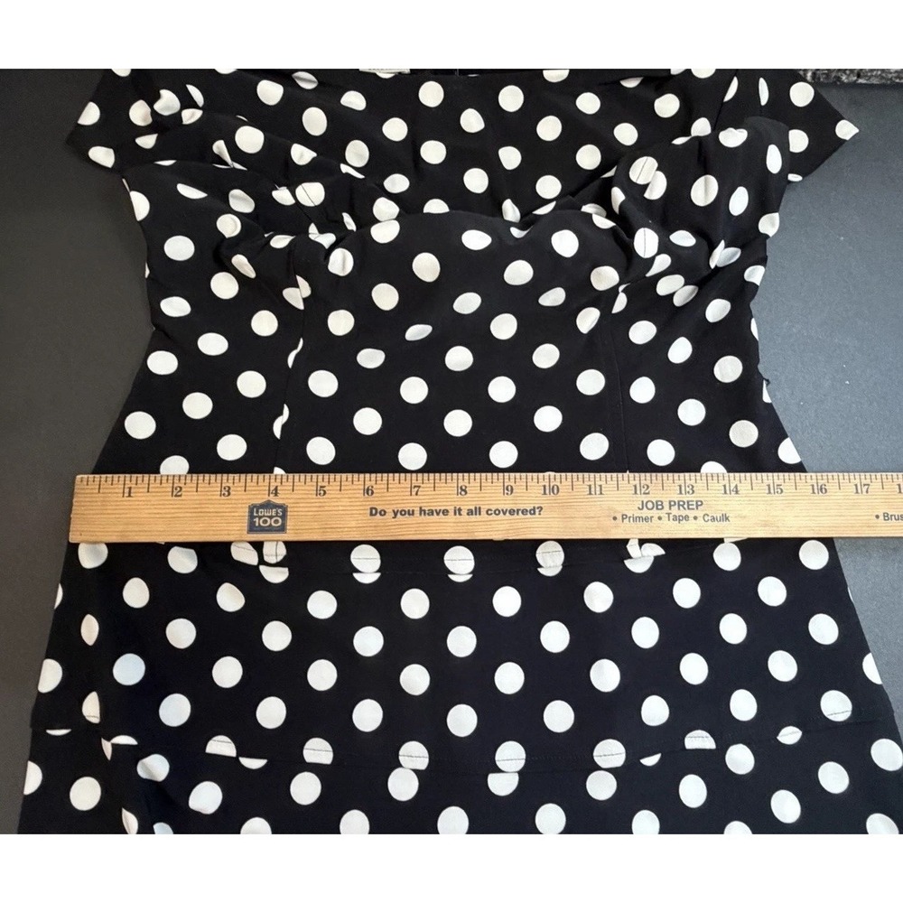 AK by Anne Klein Size 8 Cap Sleeve Black  &‎ White Polka Dot A-Line Dress - Picture 8 of 16